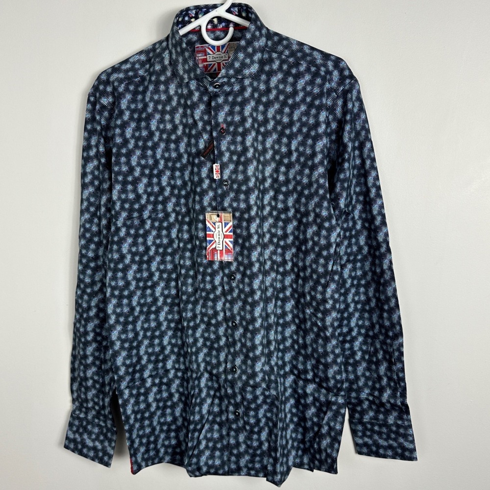 7 Downie Street London Mens Long Sleeve Collared Shirt Mens Size 5 or Large NEW